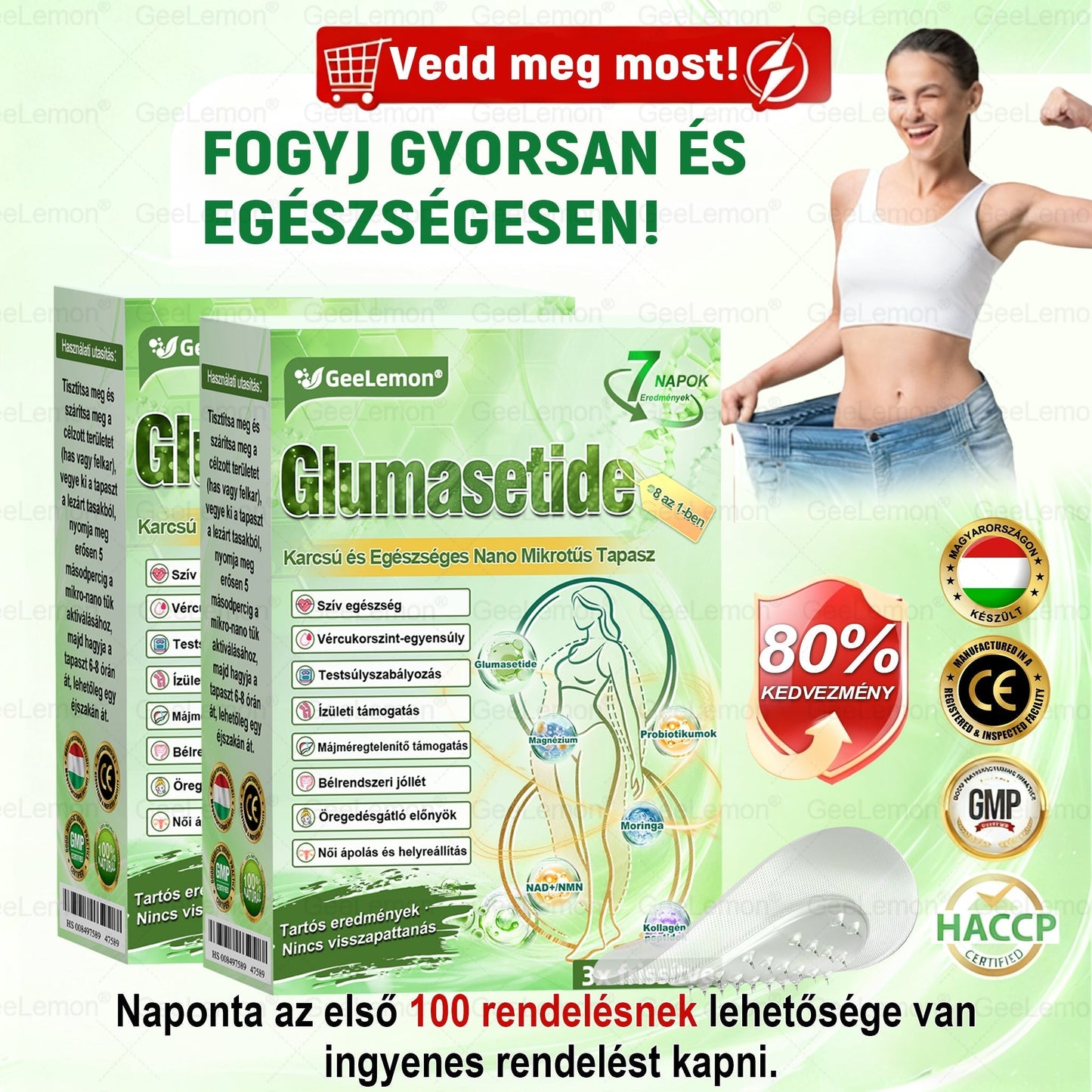 ❤️❤️ Moringa · Berberine × NAD+ 10 az 1-ben GeeLemon® Prémium Nano Mikrotűs Tapasz Napi 1 alkalmazás • Akár már 7 nap után látható változás✨ 💚 Az alakformálás, az energiaszint, az étvágykontroll és az általános jó közérzet mindennapi támogatására