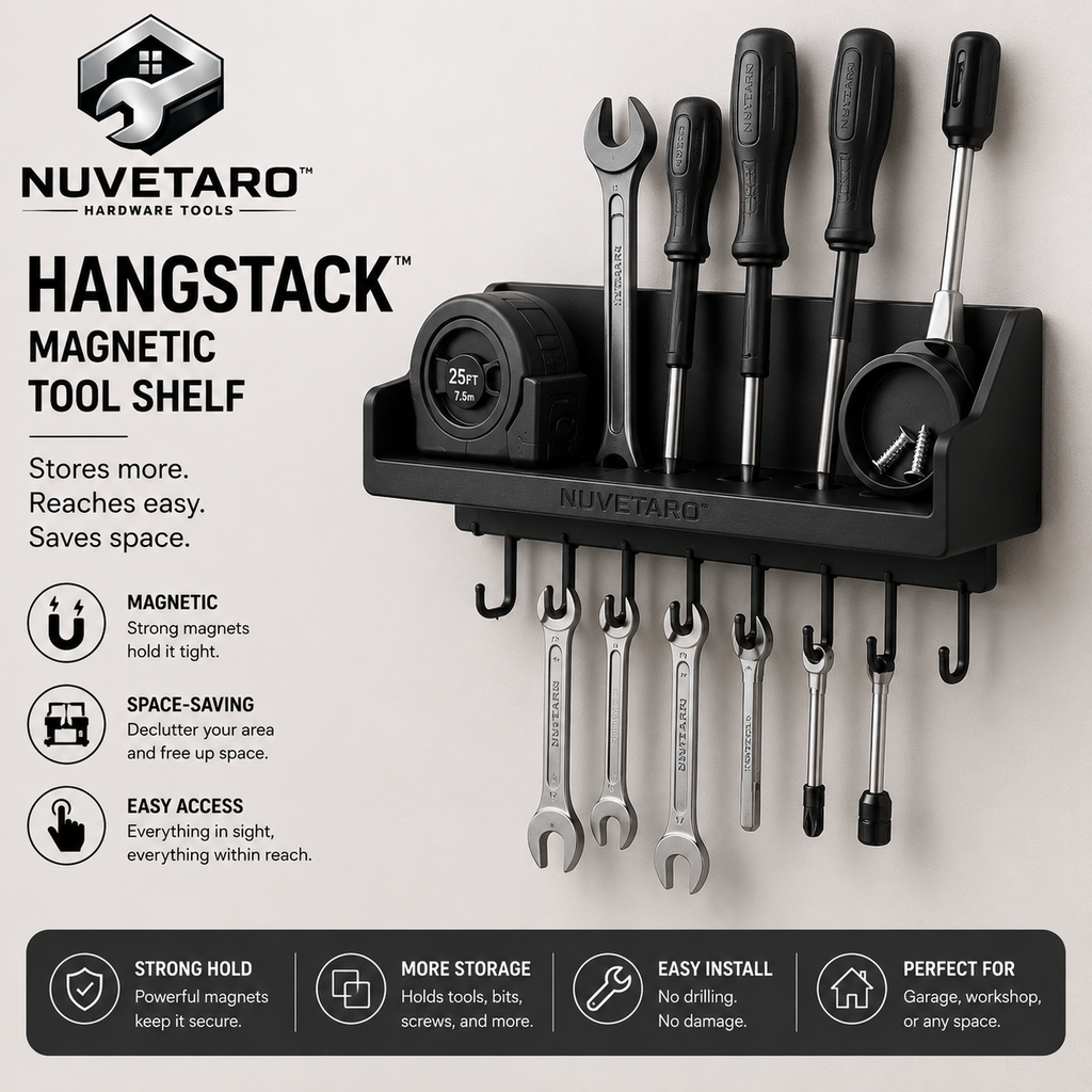 NUVETARO™ HangStack Pro – Magnetic Wall Tool Organizer