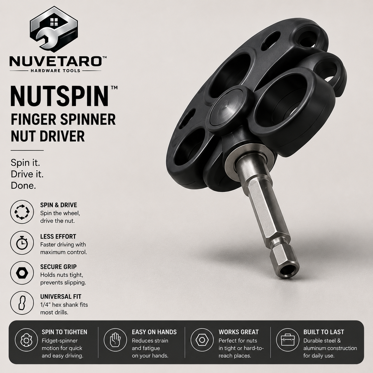 NUVETARO™ NutSpin X – Rapid Spin Nut Driver