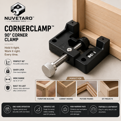 NUVETARO™ CornerClamp Max – Precision 90° Woodworking Clamp