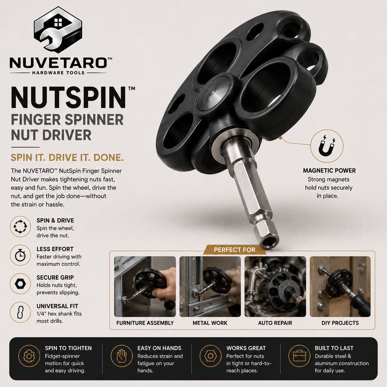NUVETARO™ NutSpin X – Rapid Spin Nut Driver